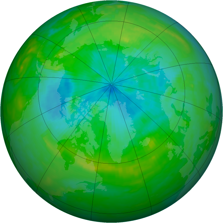 Arctic ozone map for 12 August 1989